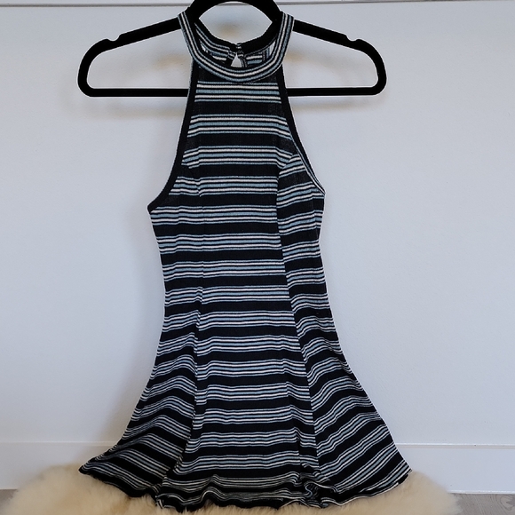 Chic Striped Halter Neck Set
